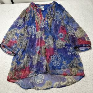 Maggie Barnes for Catherines Women's Plus Size 1X Blouse + Tank Top 2 Piece